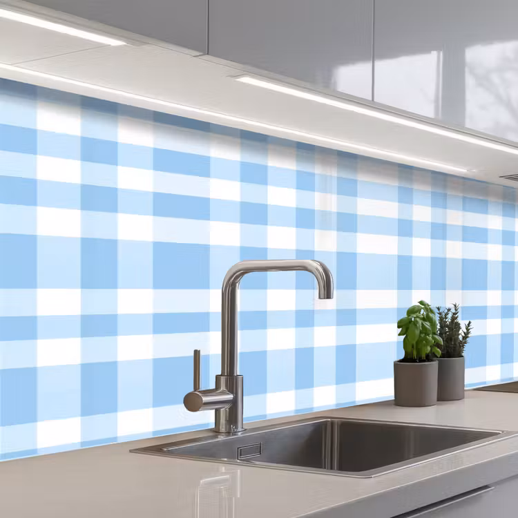 Keuken achterwand - Ruit - Patroon - Blauw — 2