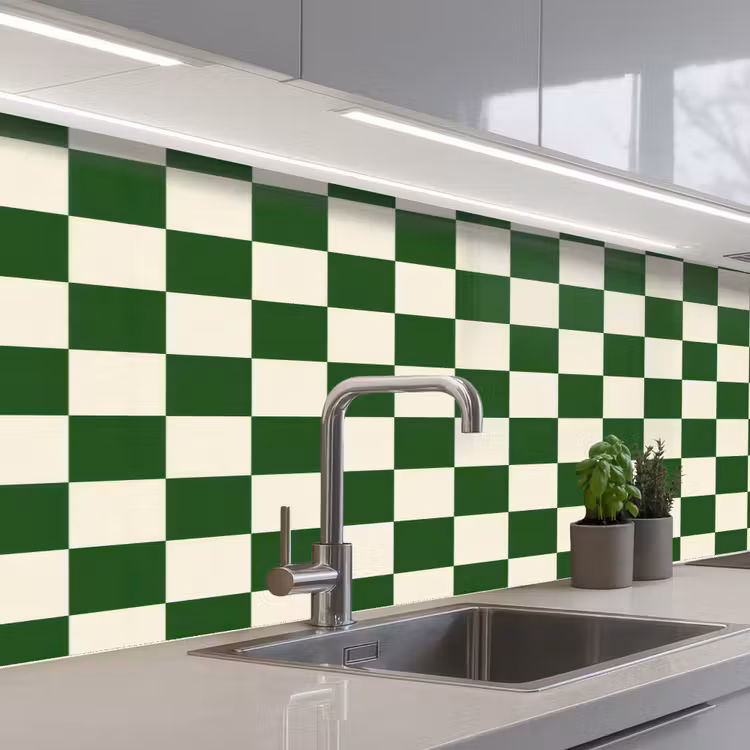 Keuken achterwand - Schaakbord - Patroon - Groen — 2