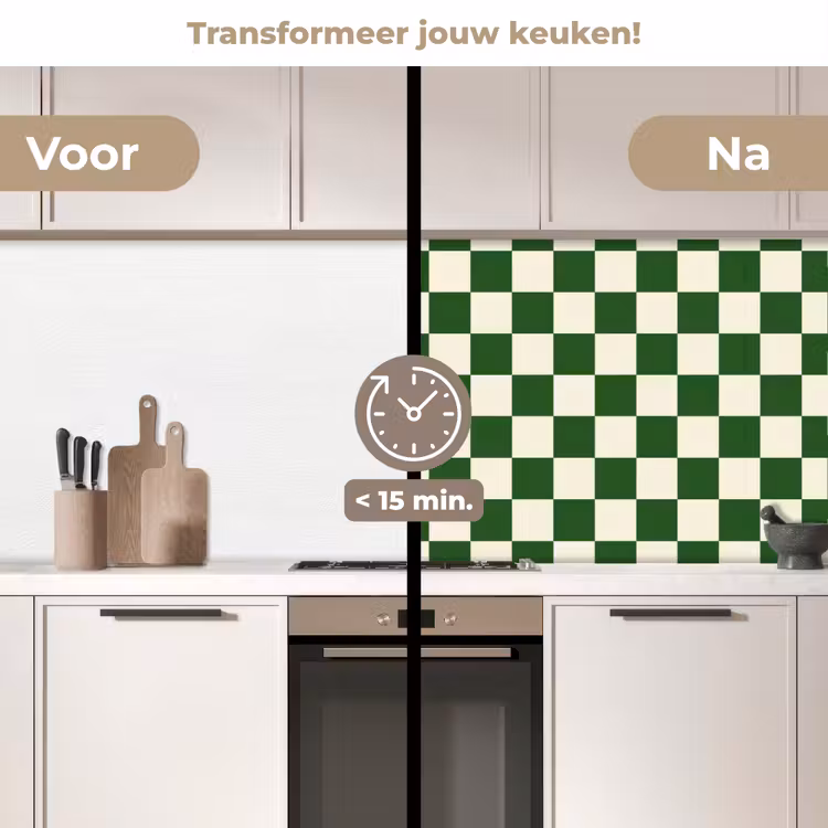 Keuken achterwand - Schaakbord - Patroon - Groen — 3