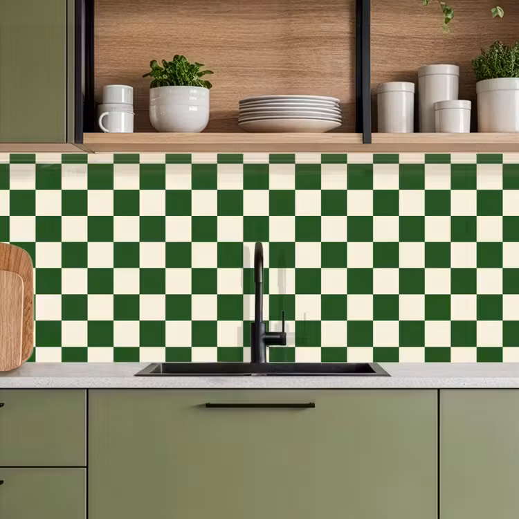 Keuken achterwand - Schaakbord - Patroon - Groen — 8