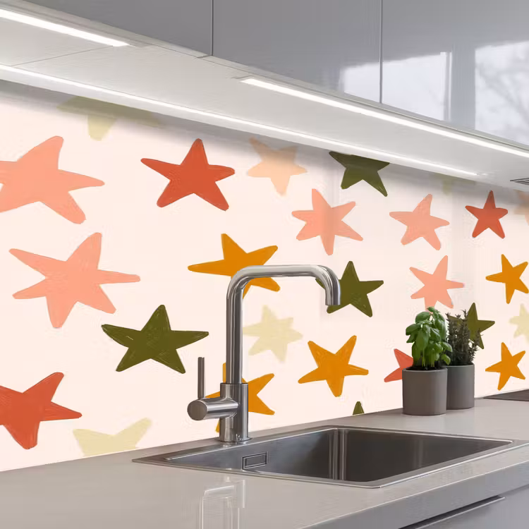 Keuken achterwand - Sterren - Patroon - Kleurrijk — 2