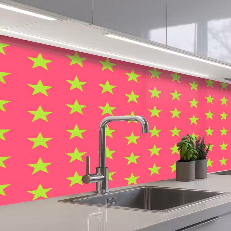 Keuken achterwand - Sterren - Patroon - Roze — 2