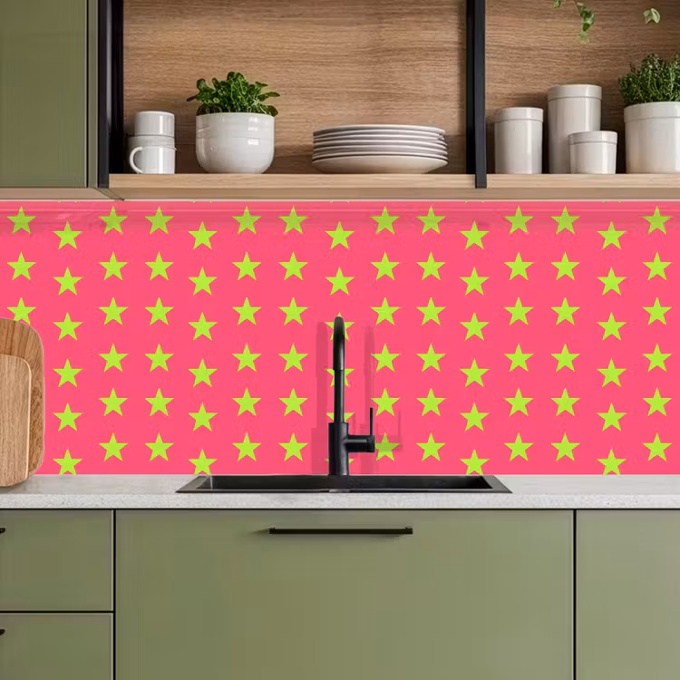 Keuken achterwand - Sterren - Patroon - Roze — 8