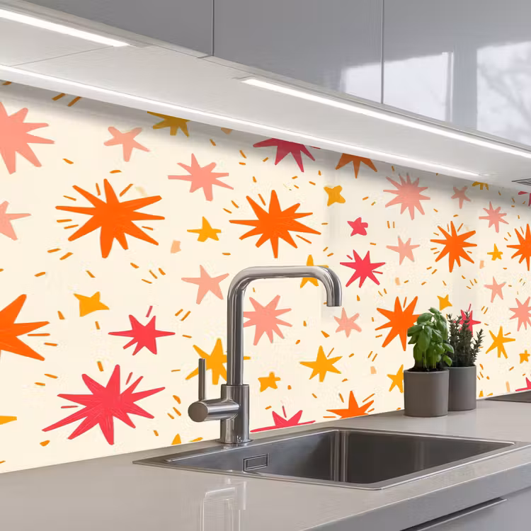 Keuken achterwand - Sterren - Speels - Kleurrijk — 2