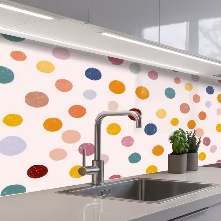 Keuken achterwand - Stippen - Subtiel - Kleurrijk — 2