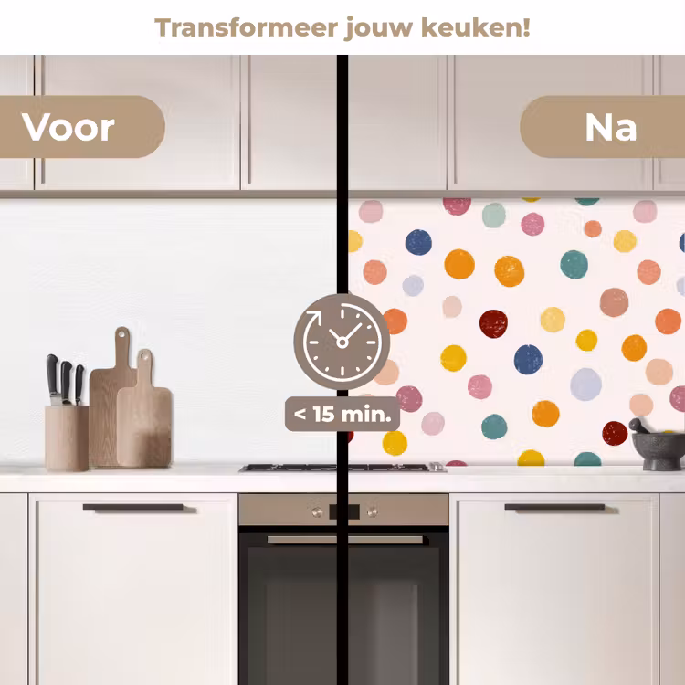 Keuken achterwand - Stippen - Subtiel - Kleurrijk — 3