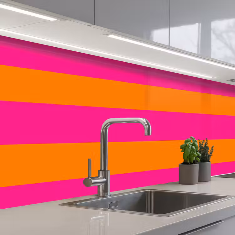Keuken achterwand - Strepen - Horizontaal - Roze — 2