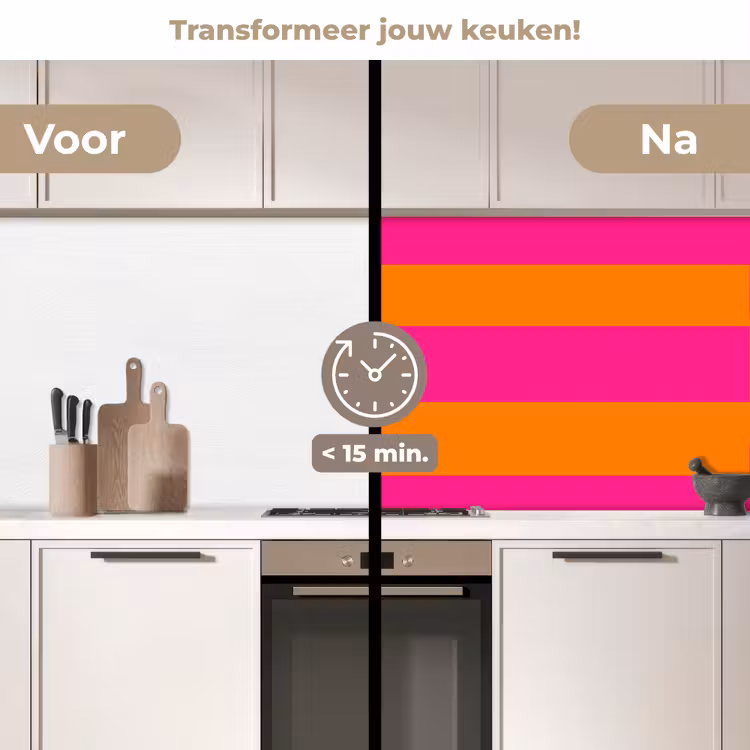 Keuken achterwand - Strepen - Horizontaal - Roze — 3