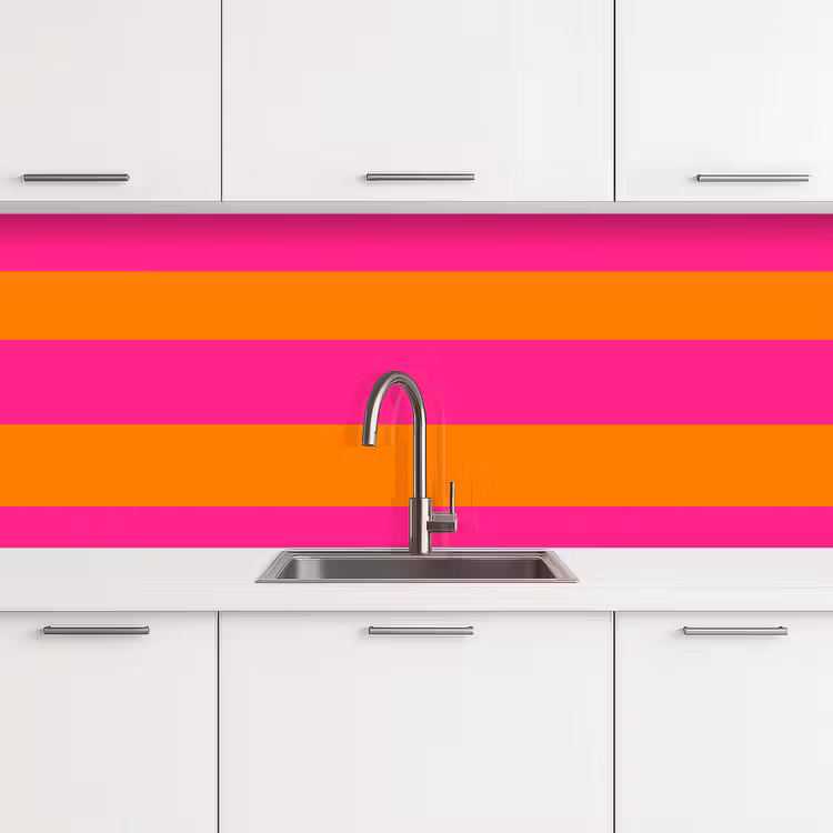 Keuken achterwand - Strepen - Horizontaal - Roze — 4