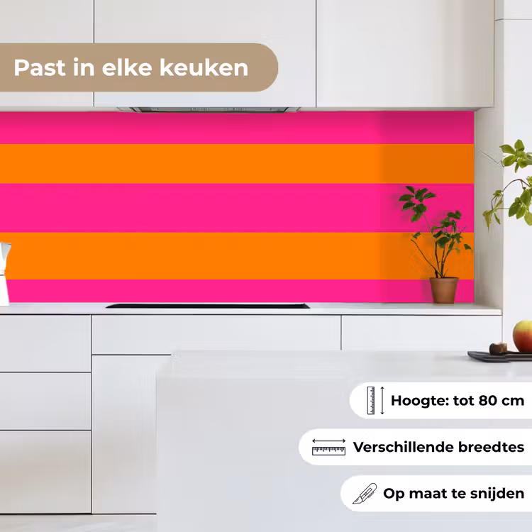 Keuken achterwand - Strepen - Horizontaal - Roze — 7