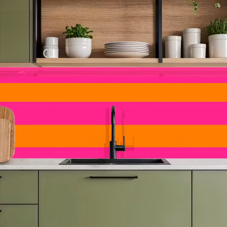 Keuken achterwand - Strepen - Horizontaal - Roze — 8