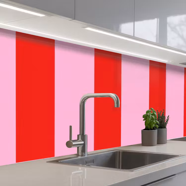 Keuken achterwand - Strepen - Klassiek - Roze — 2