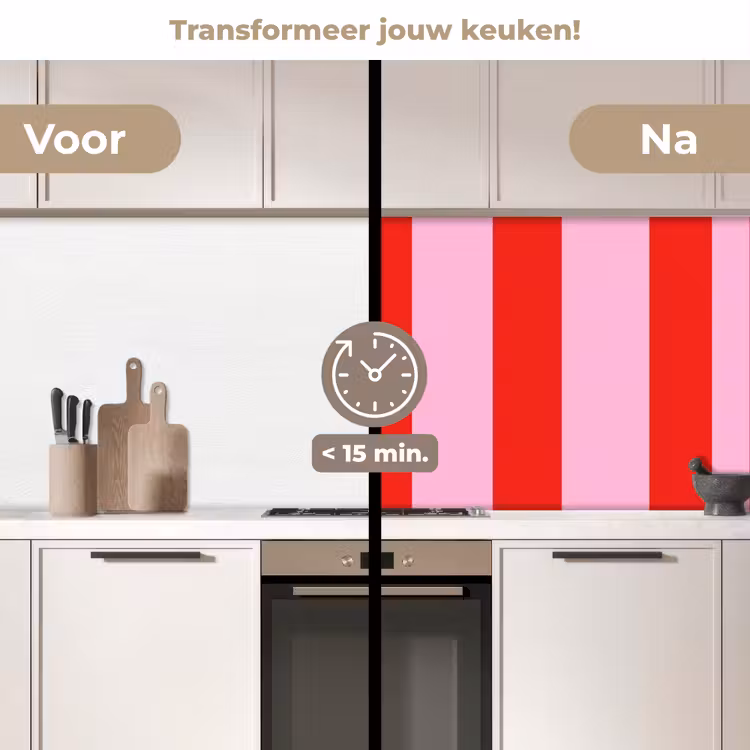 Keuken achterwand - Strepen - Klassiek - Roze — 3