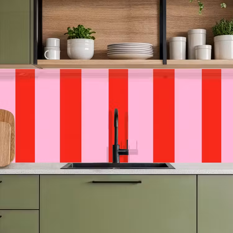 Keuken achterwand - Strepen - Klassiek - Roze — 8