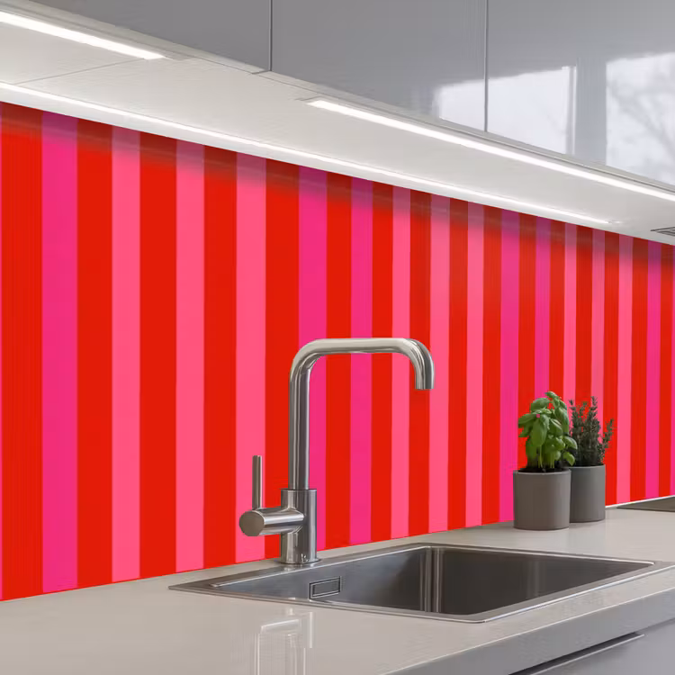Keuken achterwand - Verticaal - Strepen - Roze — 2