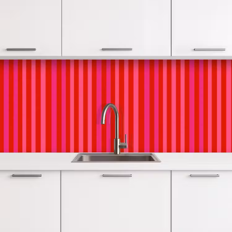 Keuken achterwand - Verticaal - Strepen - Roze — 4