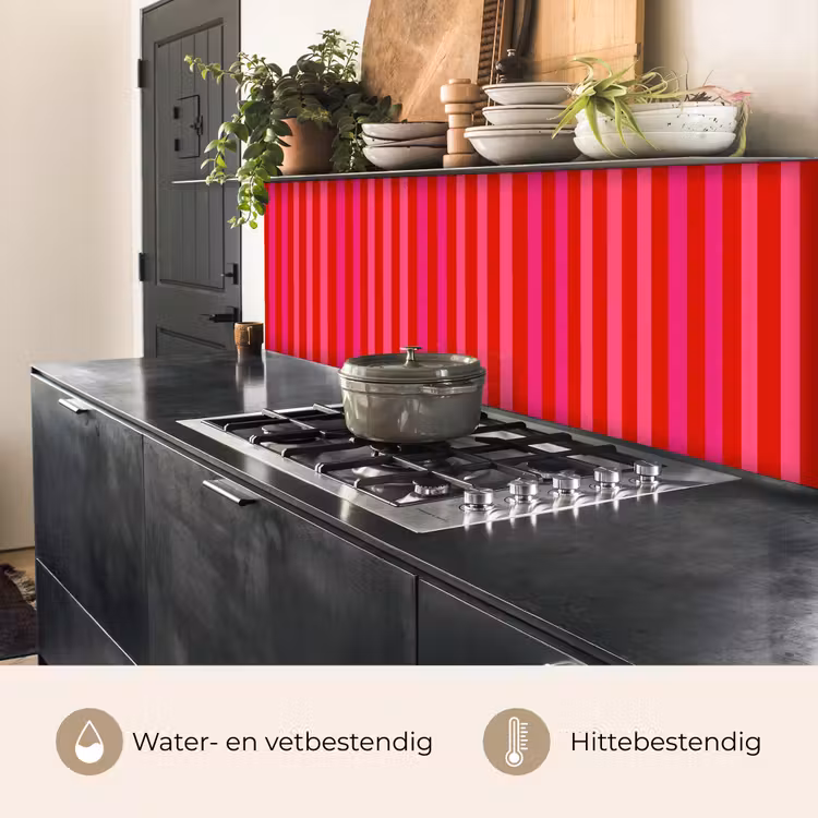 Keuken achterwand - Verticaal - Strepen - Roze — 5