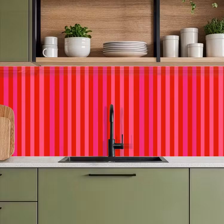 Keuken achterwand - Verticaal - Strepen - Roze — 8