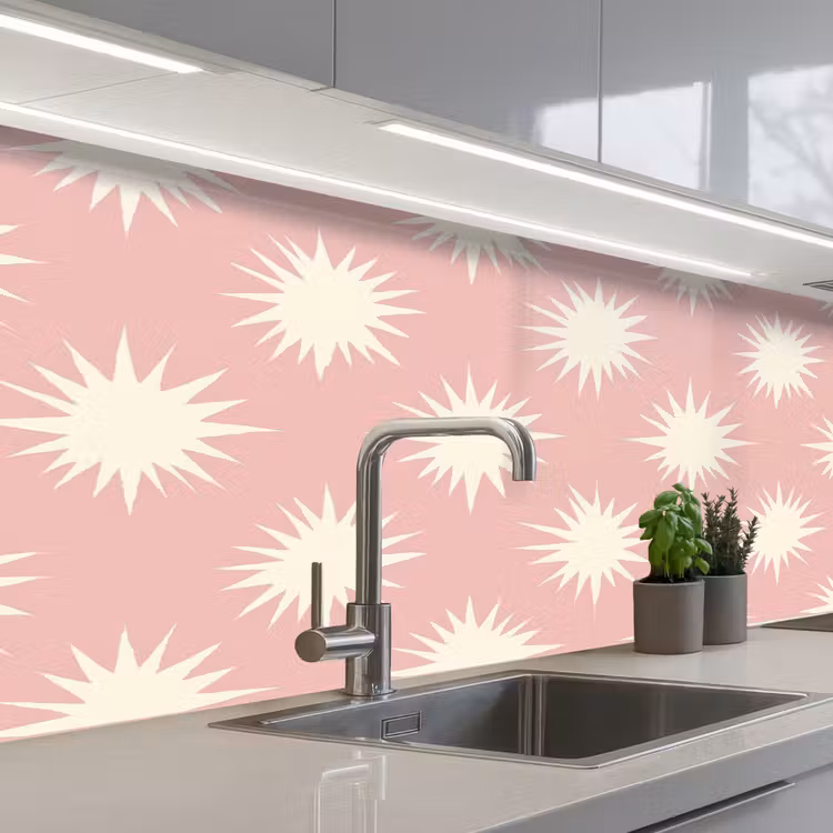 Keuken achterwand - Zonnen - Patroon - Roze — 2