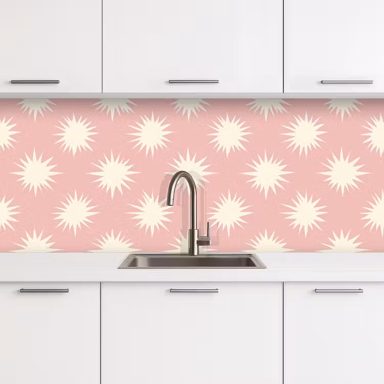 Keuken achterwand - Zonnen - Patroon - Roze — 4