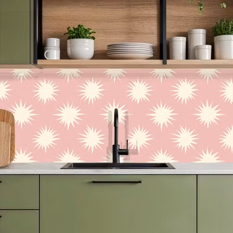 Keuken achterwand - Zonnen - Patroon - Roze — 8