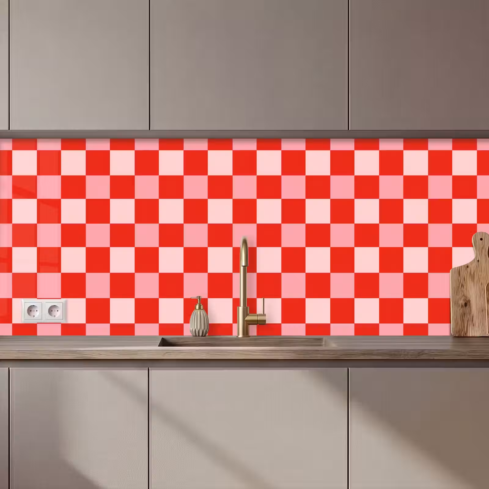 Keuken achterwand - Vierkant - Klassiek - Rood — 1