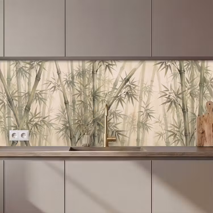 Keuken achterwand - Bamboe - Bladeren - Aziatisch - Groen - Natuur — 1