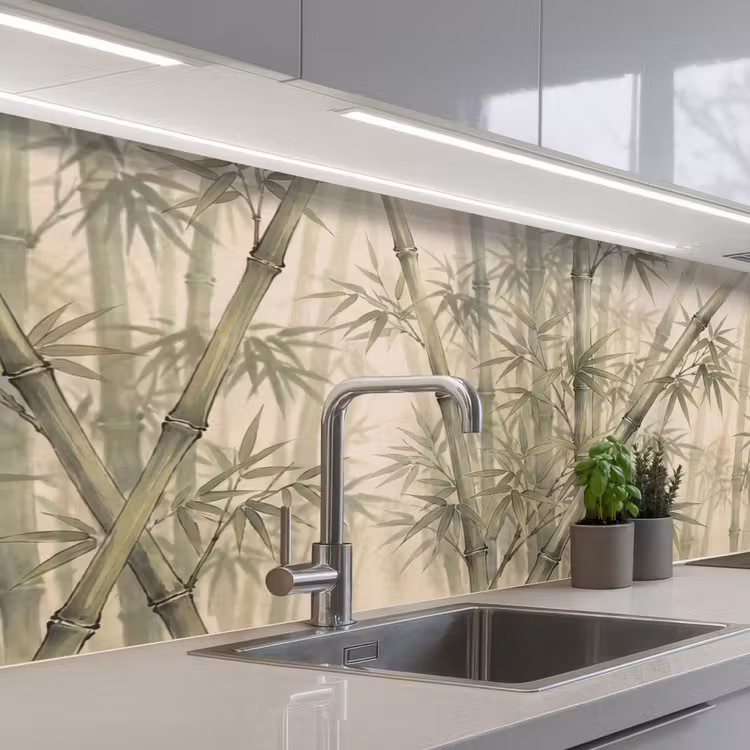 Keuken achterwand - Bamboe - Bladeren - Aziatisch - Groen - Natuur — 2