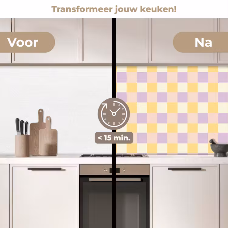 Keuken achterwand - Blokjes - Lila - Geel — 3