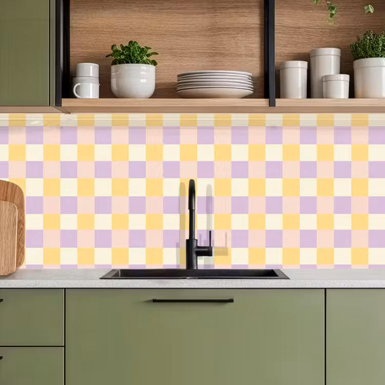 Keuken achterwand - Blokjes - Lila - Geel — 8