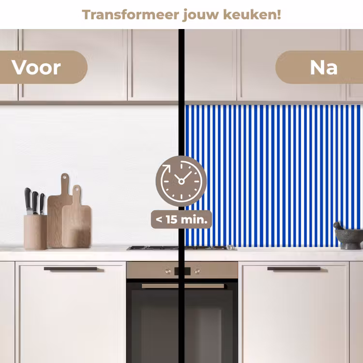 Keuken achterwand - Klassiek - Strepen - Blauw — 3