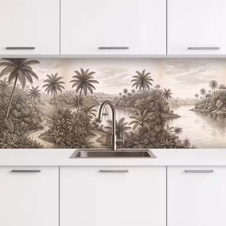 Keuken achterwand - Landschap - Rivier - Boot - Tropisch - Vintage — 4