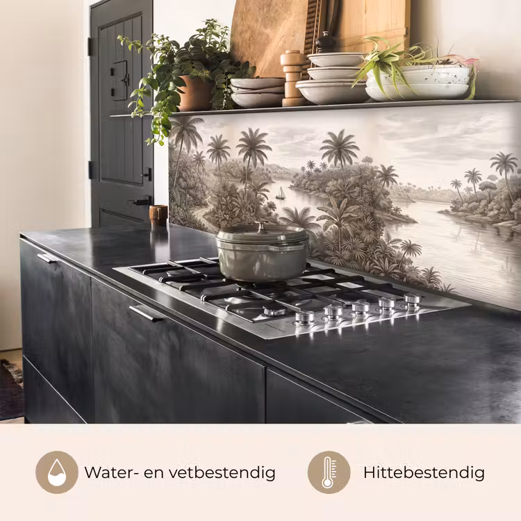 Keuken achterwand - Landschap - Rivier - Boot - Tropisch - Vintage — 5