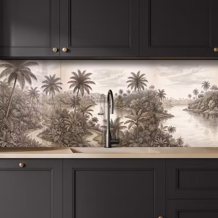 Keuken achterwand - Landschap - Rivier - Boot - Tropisch - Vintage — 6