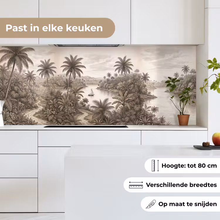 Keuken achterwand - Landschap - Rivier - Boot - Tropisch - Vintage — 7