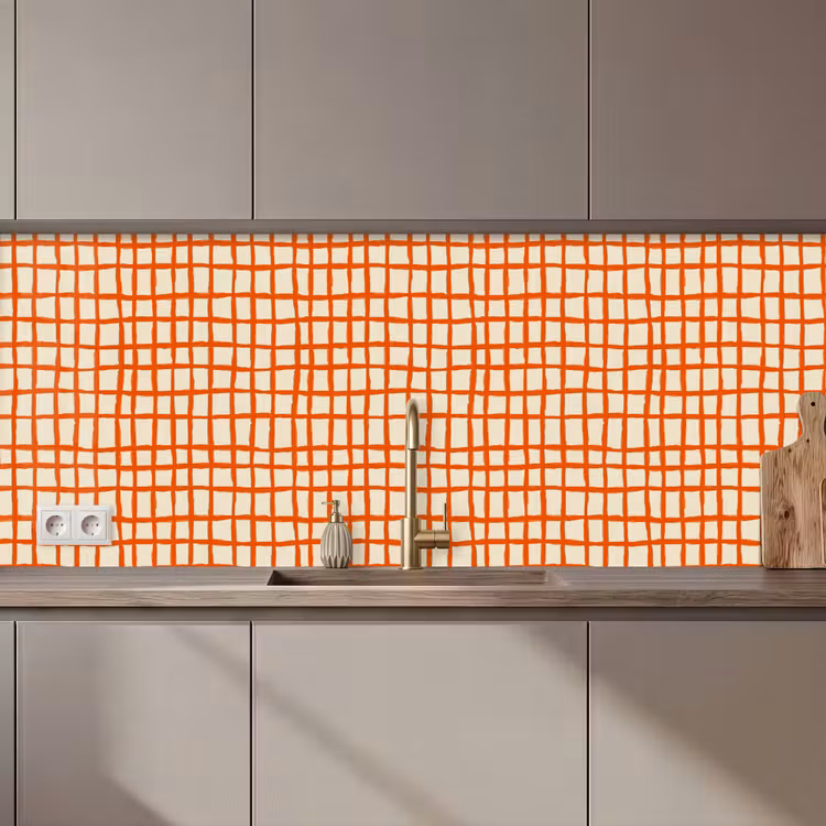 Keuken achterwand - Patroon - Lijnen - Oranje — 1