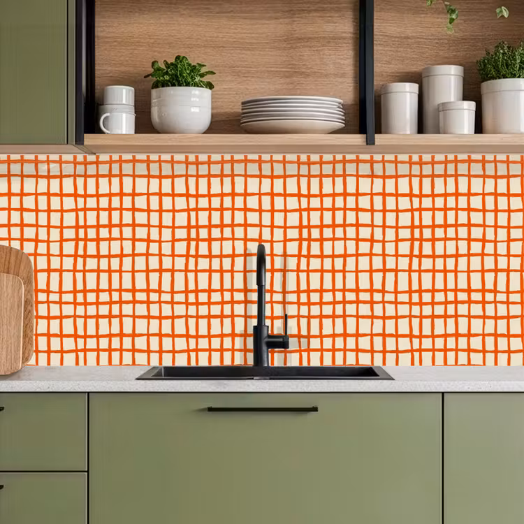 Keuken achterwand - Patroon - Lijnen - Oranje — 8
