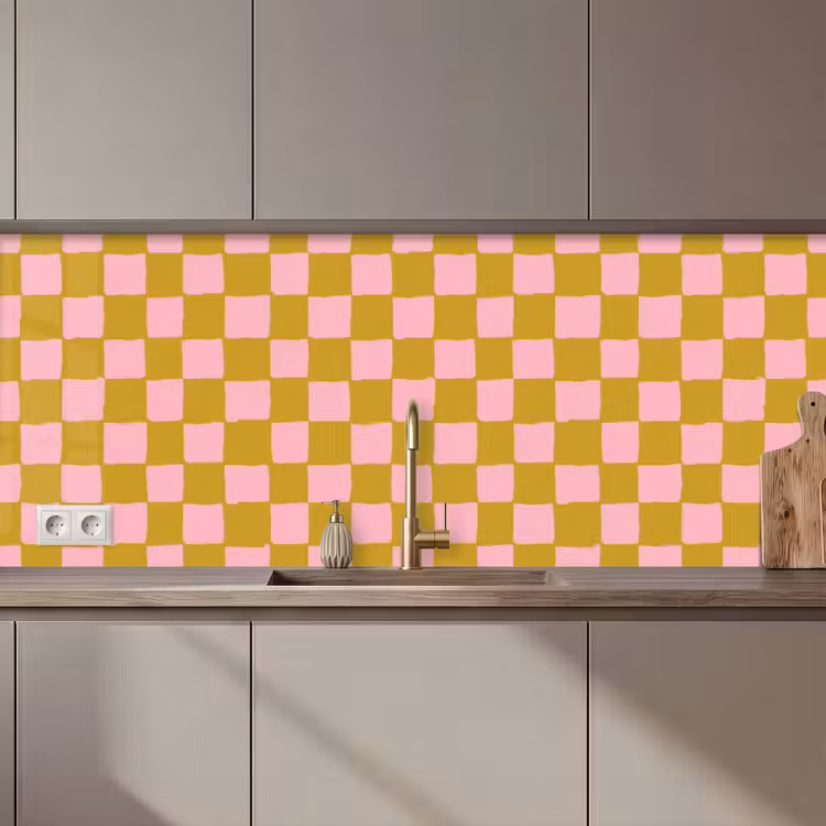 Keuken achterwand - Patroon - Vierkant - Roze — 1