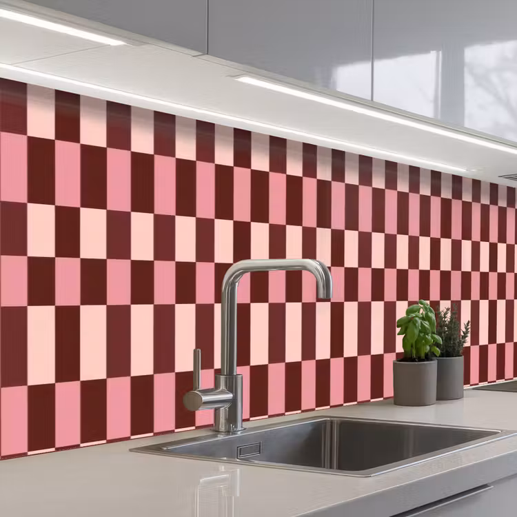 Keuken achterwand - Roze - Rood - Blokjes — 2