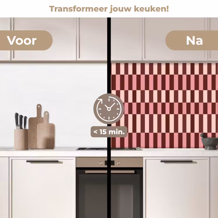 Keuken achterwand - Roze - Rood - Blokjes — 3