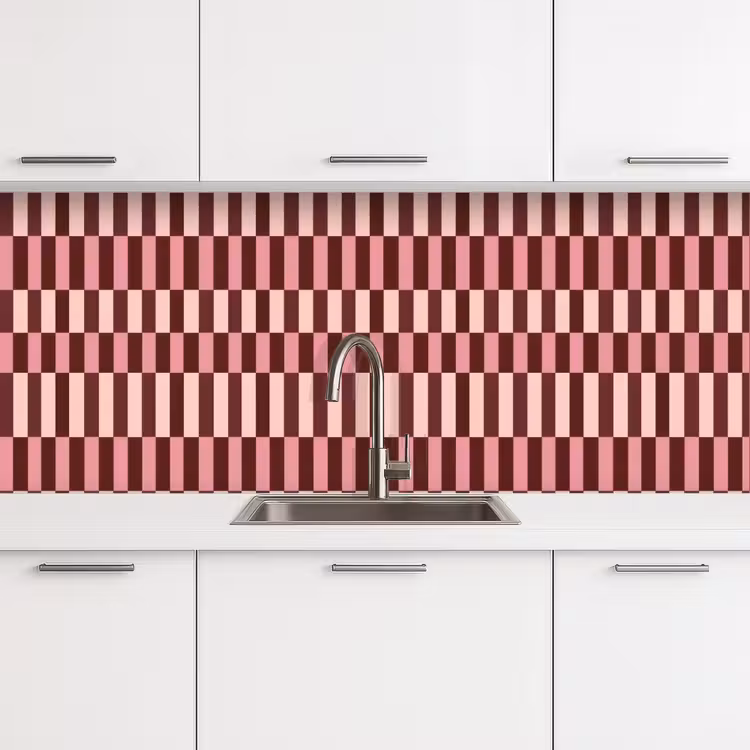 Keuken achterwand - Roze - Rood - Blokjes — 4