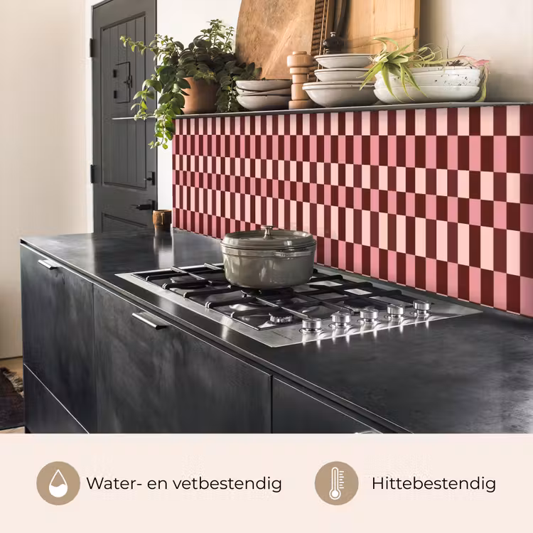 Keuken achterwand - Roze - Rood - Blokjes — 5