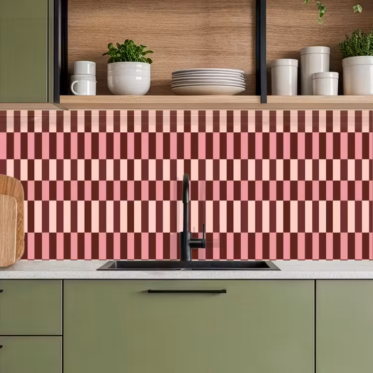 Keuken achterwand - Roze - Rood - Blokjes — 8