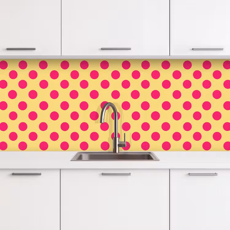 Keuken achterwand - Roze - Stippen - Geel — 4