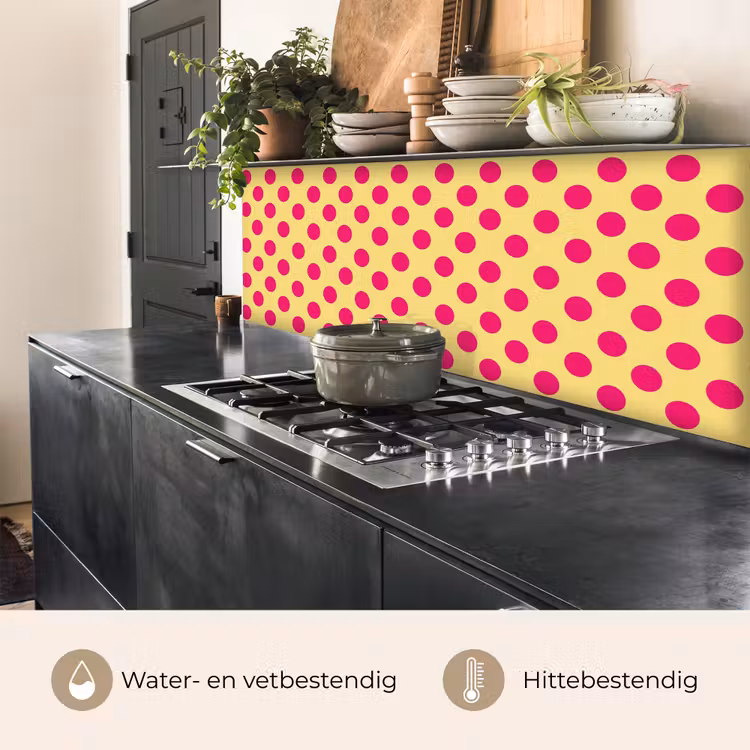 Keuken achterwand - Roze - Stippen - Geel — 5