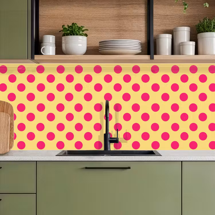 Keuken achterwand - Roze - Stippen - Geel — 8