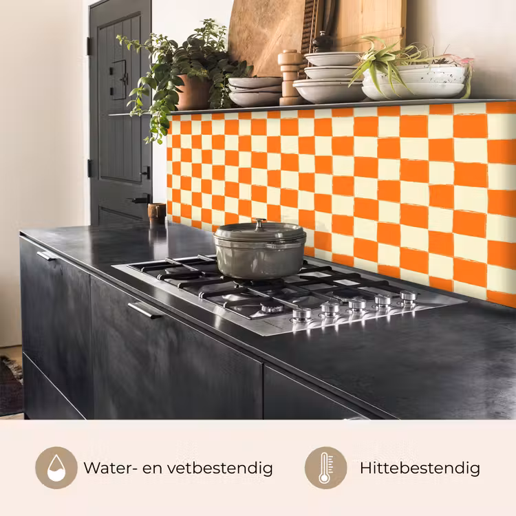 Keuken achterwand - Schaak - Patroon - Oranje — 5