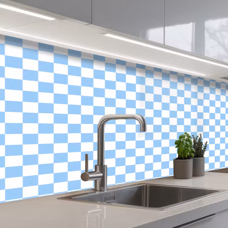 Keuken achterwand - Schaakbord - Klassiek - Blauw — 2