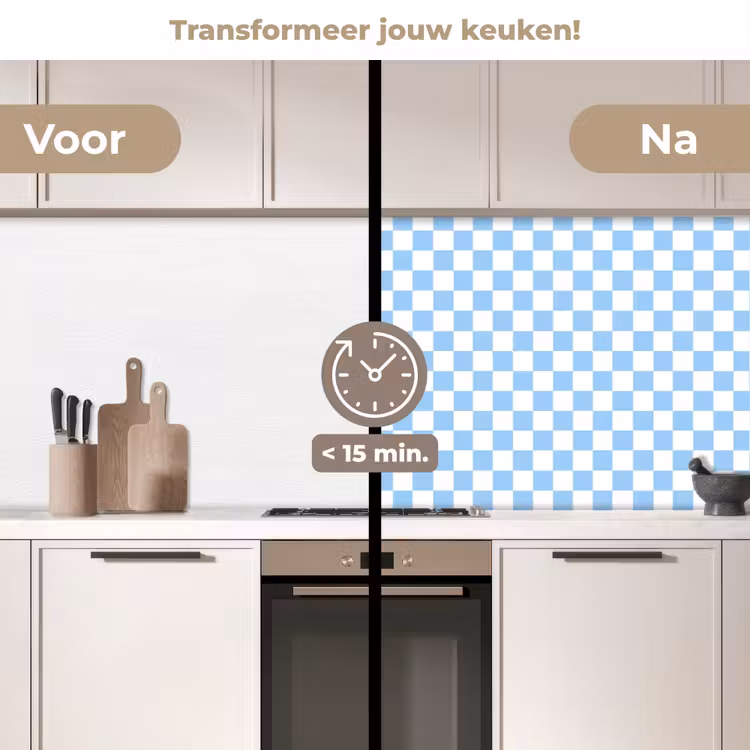 Keuken achterwand - Schaakbord - Klassiek - Blauw — 3