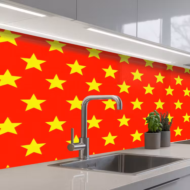 Keuken achterwand - Ster - Patroon - Geel — 2